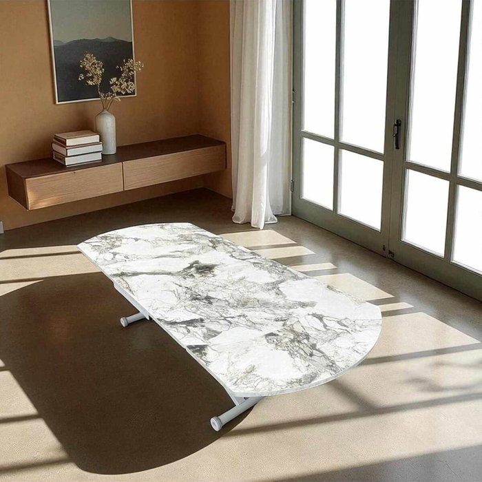 Hanah Home Mesa de Comedor Extensible Yan Yari Oval - Mármol Blanco